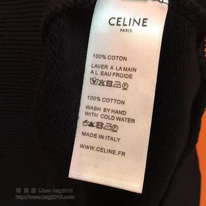 Celine男裝 19-20FW新款 塞林黑色連帽套頭衛衣 男女同款  tzy2275